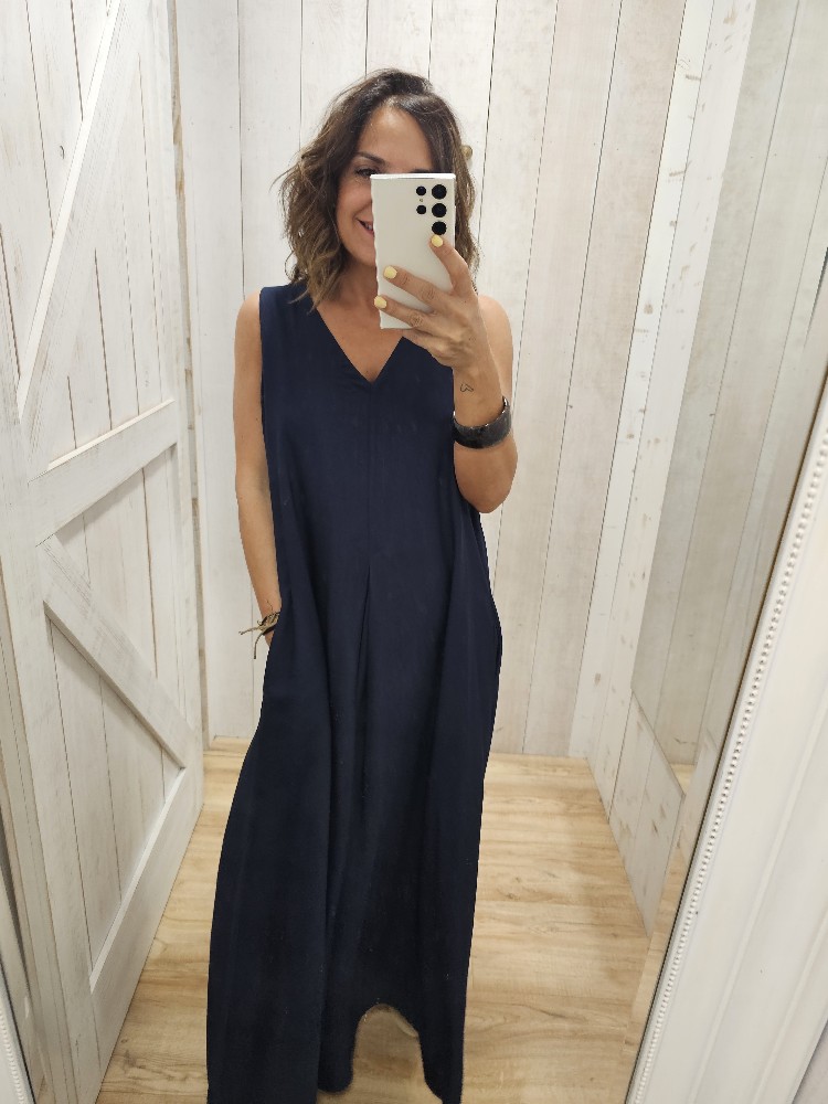 VESTIDO PICO PLIEGUE